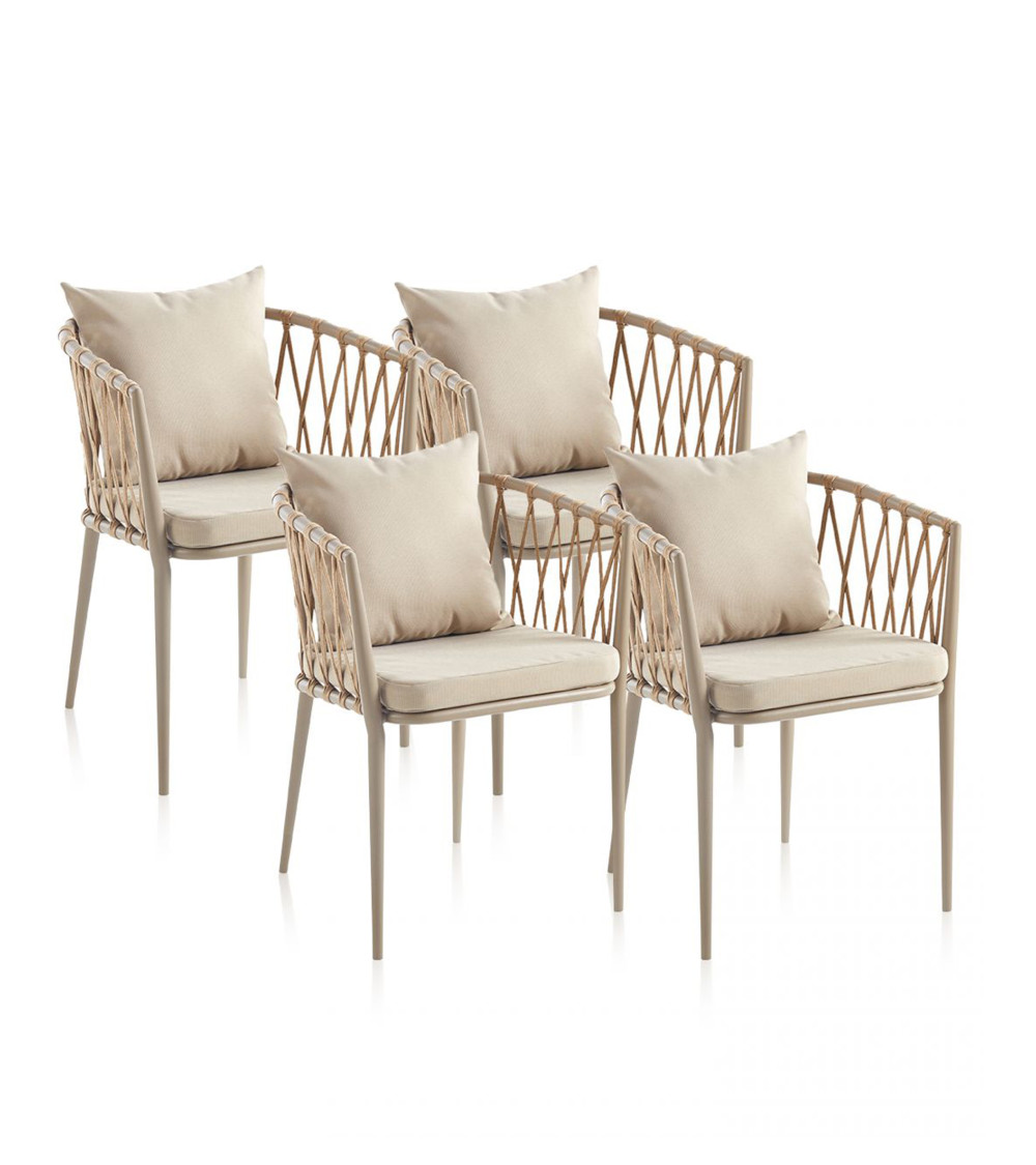Pack de 4 Sillones Breza color arena