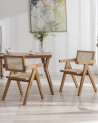 Silla Mamba pack de 2 sillas retro en madera y ratán Silla Mamba pack de 2 sillas retro en madera y ratán