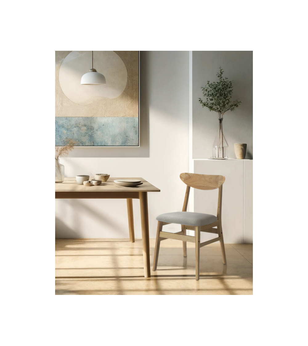 Elegante Pack de 2 Sillas de Comedor Dover - De tela y Madera Natural