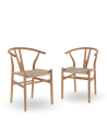 Pack de 2 Sillas Otti de Madera Natural con Asiento Trenzado - Estilo Nórdico Pack de 2 Sillas Otti de Madera Natural con Asiento Trenzado - Estilo Nórdico