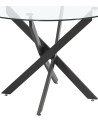 Mesa comedor redonda de cristal DAN patas cruzadas