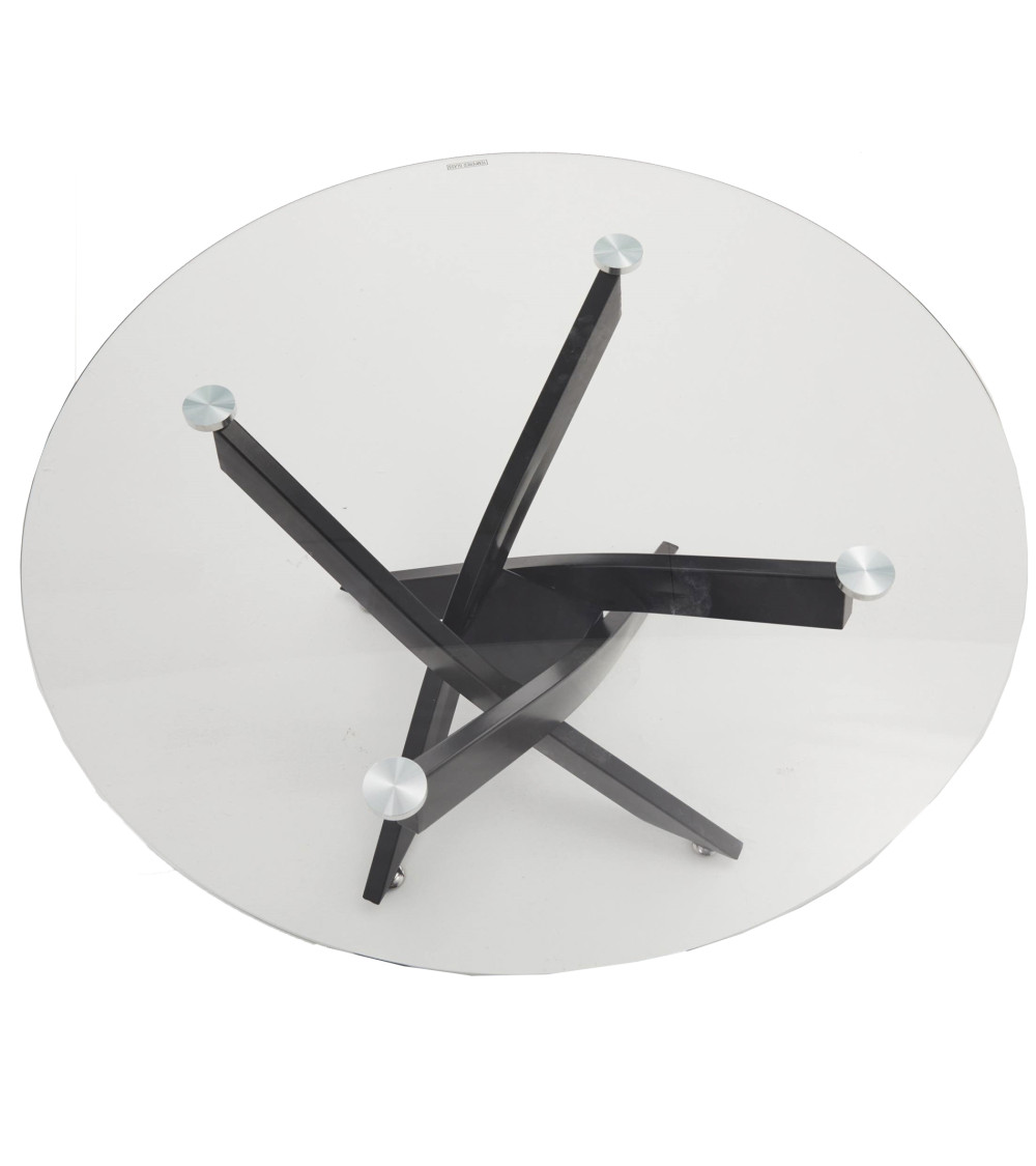 Mesa comedor redonda de cristal DAN patas cruzadas