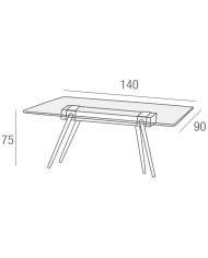Mesa de Comedor Marama – Cristal templado, roble y metal negro