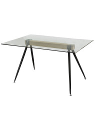 Mesa de Comedor Marama – Cristal templado, roble y metal negro