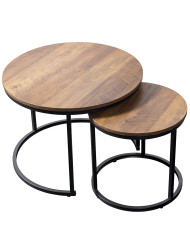 Set de mesas Kio – Mesas auxiliares redondas en negro y roble