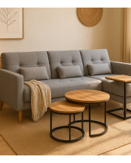 Set de mesas Kio – Mesas auxiliares redondas en negro y roble