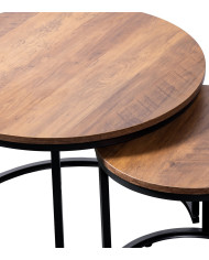 Set de mesas Kio – Mesas auxiliares redondas en negro y roble