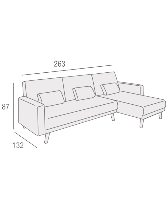 Sofá Abu – Chaiselongue cama con módulo reversible en gris