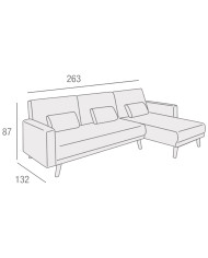 Sofá Abu – Chaiselongue cama con módulo reversible en gris