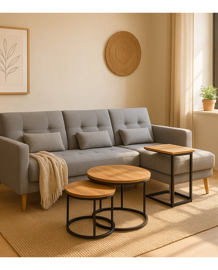 Sofá Abu – Chaiselongue cama con módulo reversible en gris