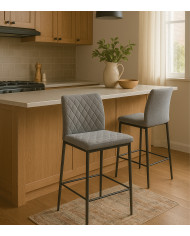 Taburetes Estor – Pack de 4 altos con tapizado antimanchas Taburetes Estor – Pack de 4 altos con tapizado antimanchas
