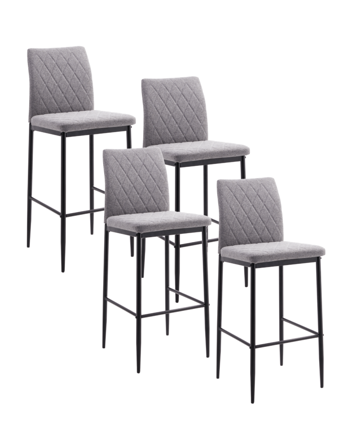 Taburetes Estor – Pack de 4 altos con tapizado antimanchas Taburetes Estor – Pack de 4 altos con tapizado antimanchas
