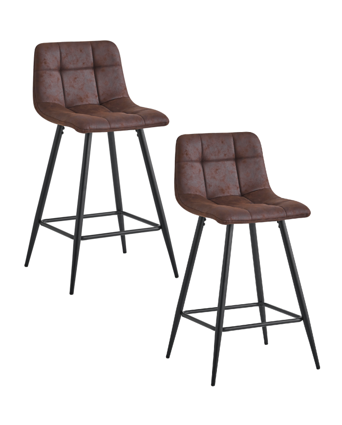 Taburetes Dio – Pack de 2 tapizados en tela chocolate
