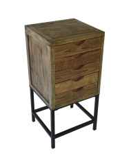 Mesa auxiliar Indi – Rústica con cajones tallados Mesa auxiliar Indi – Rústica con cajones tallados