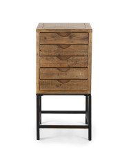 Mesa auxiliar Indi – Rústica con cajones tallados