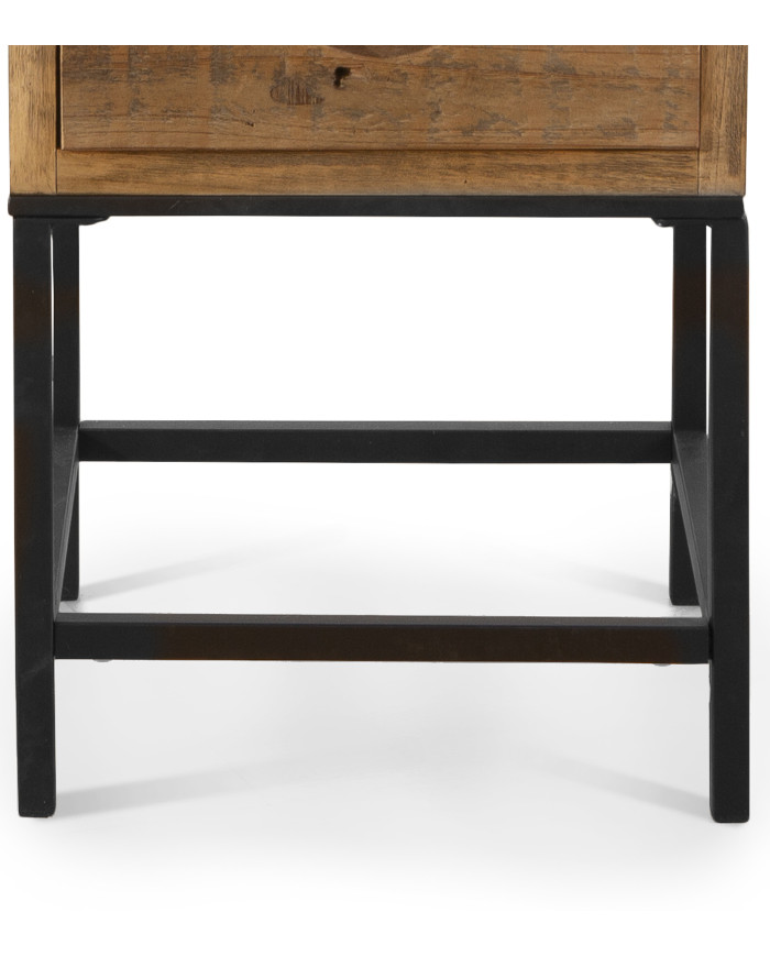 Mesa auxiliar Indi – Rústica con cajones tallados