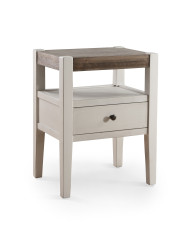 Mesita de noche Marlow – Estilo Country blanco y madera natural