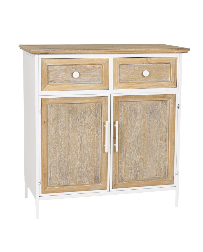 Aparador Nola – Mueble natural con estructura blanca