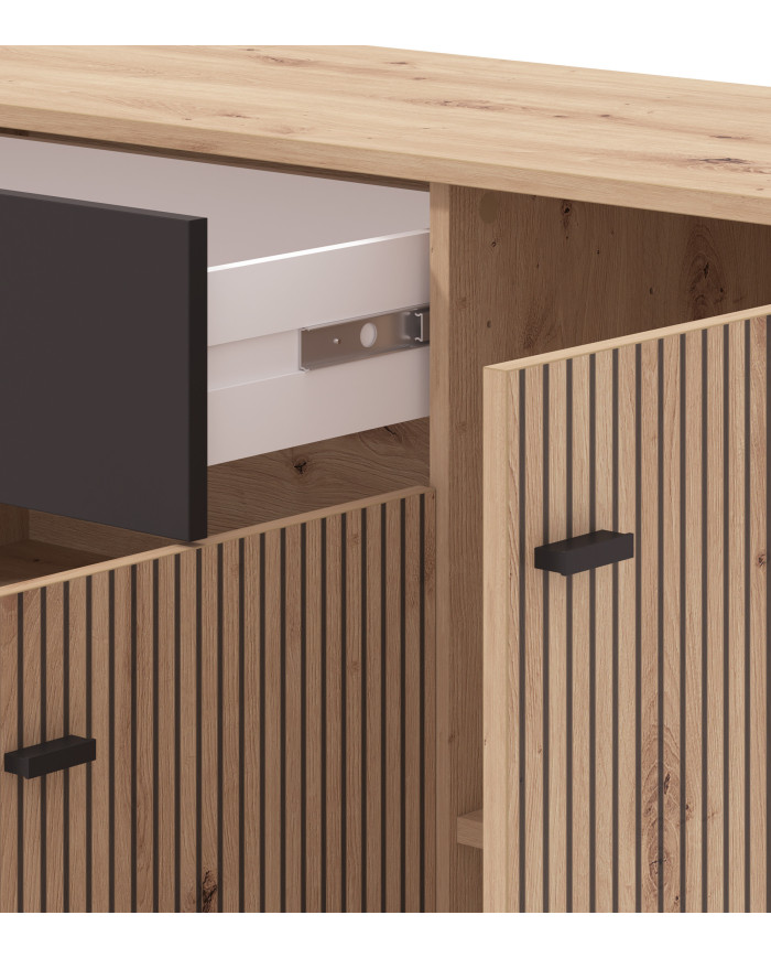 Aparador Avion – Mueble moderno con acabado roble y efecto alistonado