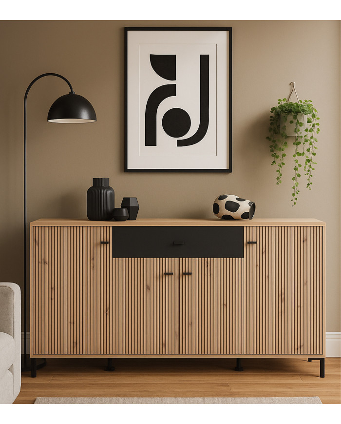 Aparador Avion – Mueble moderno con acabado roble y efecto alistonado