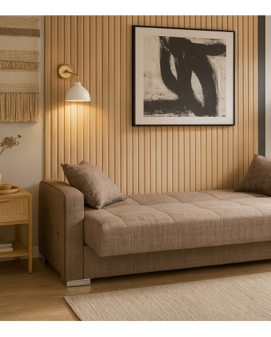 Sofá cama Torra – Con arcón, muelles y cojines incluidos Sofá cama Torra – Con arcón, muelles y cojines incluidos