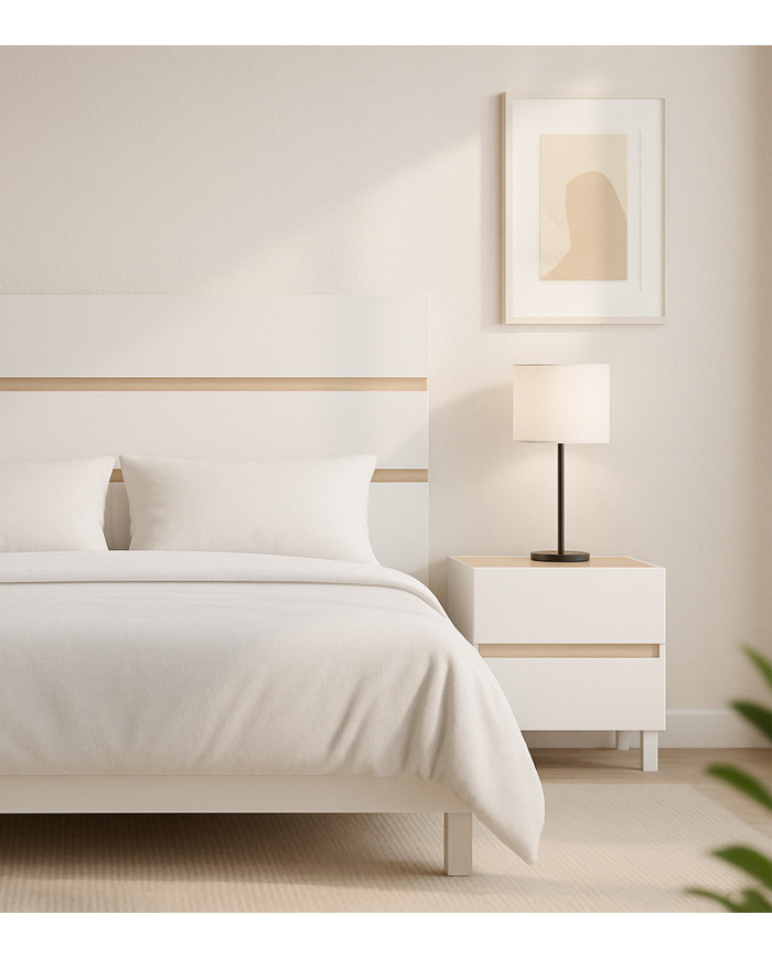 Pack Ébano – Cabecero con dos mesitas de noche moderno y funcional