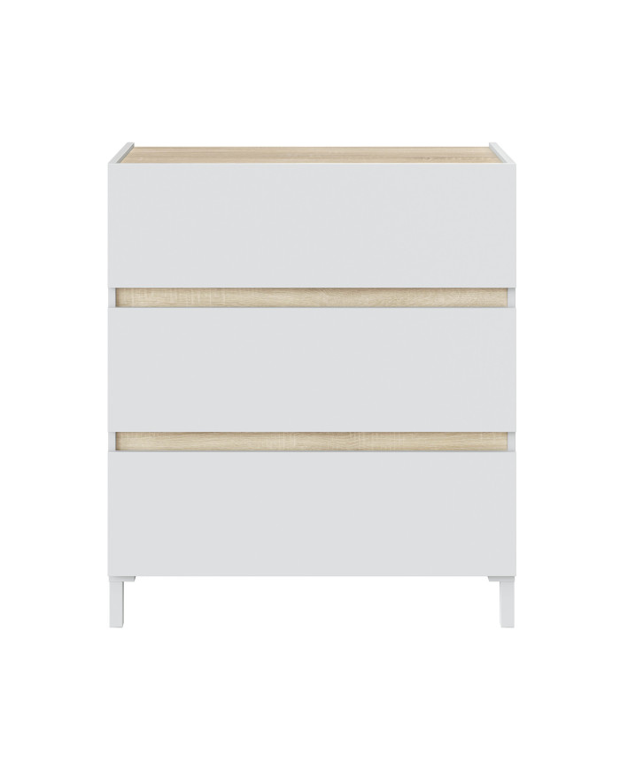 Cómoda Ébano 3 cajones – Con patas altas y fijación a pared