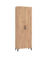 Zapatero Basile – Mueble alto con baldas regulables y acabado roble artisán