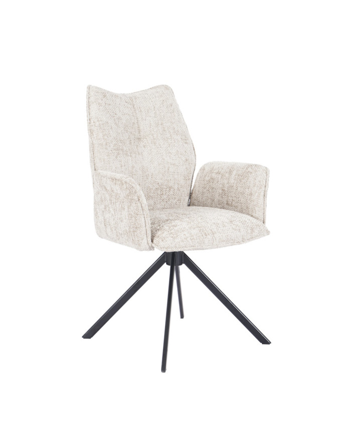 Silla Andrea con brazos – Tapizada y giratoria 180° con retorno