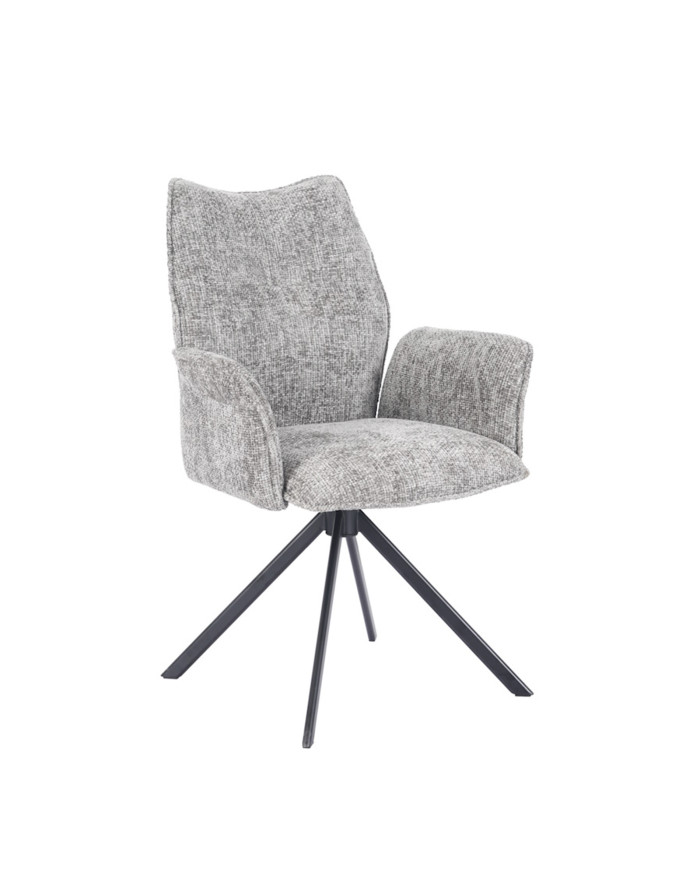 Silla Andrea con brazos – Tapizada y giratoria 180° con retorno