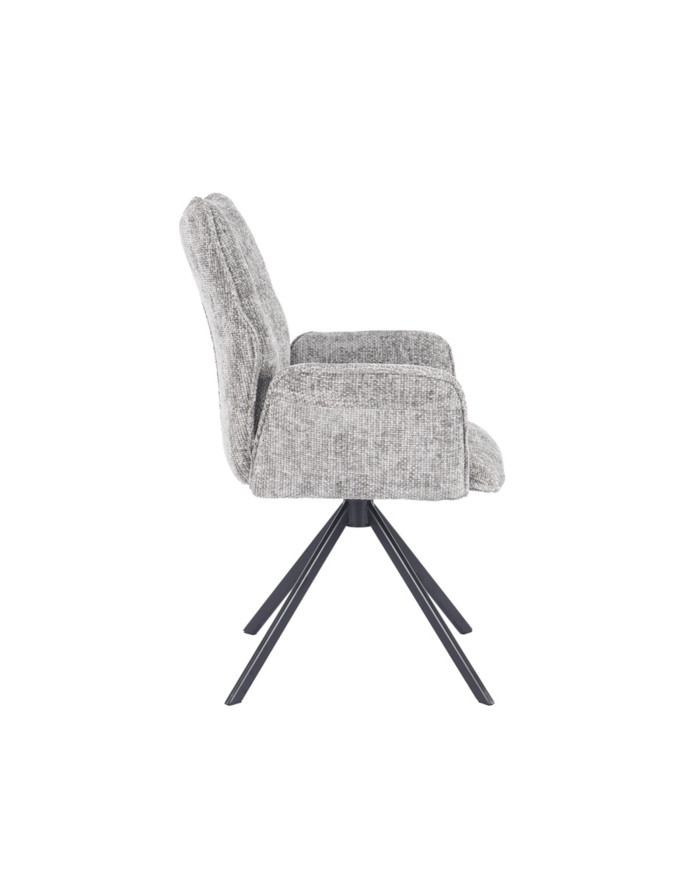 Silla Andrea con brazos – Tapizada y giratoria 180° con retorno