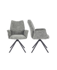 Silla Andrea con brazos – Tapizada y giratoria 180° con retorno