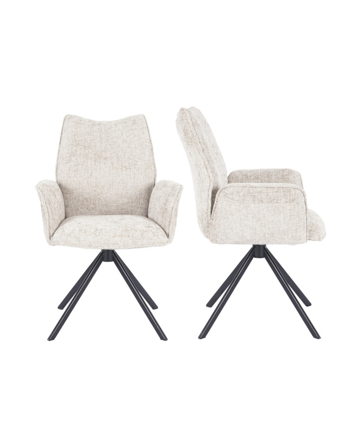 Silla Andrea con brazos – Tapizada y giratoria 180° con retorno