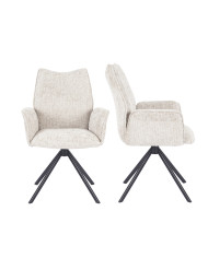 Silla Andrea con brazos – Tapizada y giratoria 180° con retorno