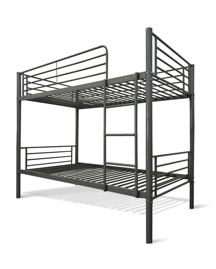 Litera Finy metálica – 2 camas de 90x190 cm con escalera y baranda