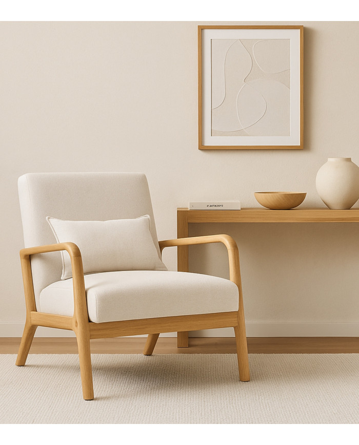 Butaca Nicole nórdica con cojín lumbar – Tapizado antimanchas