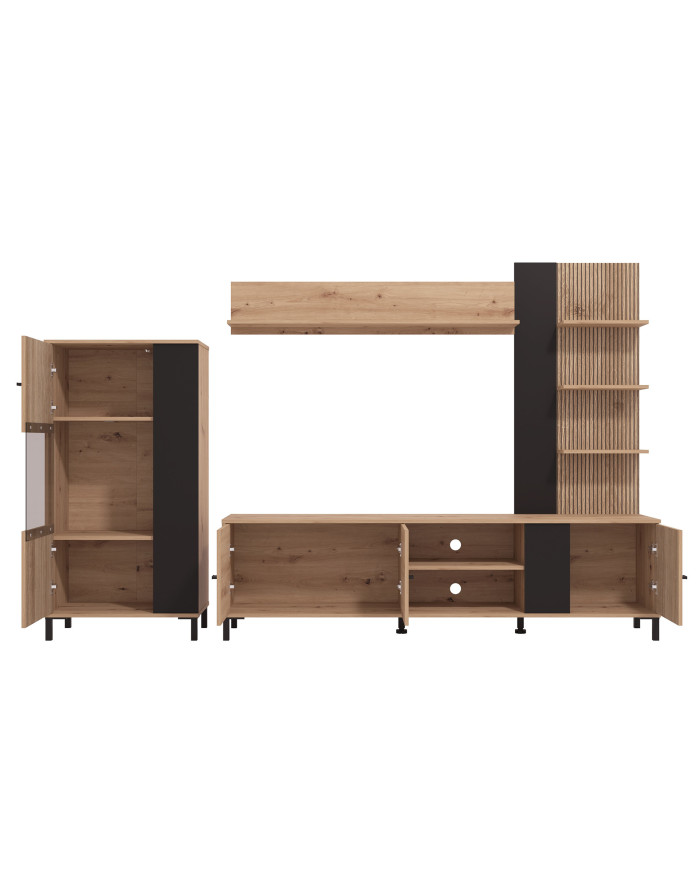 Mueble de salón Avion – Composición moderna con frentes en negro Mueble de salón Avion – Composición moderna con frentes en negro