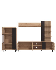 Mueble de salón Avion – Composición moderna con frentes en negro Mueble de salón Avion – Composición moderna con frentes en negro