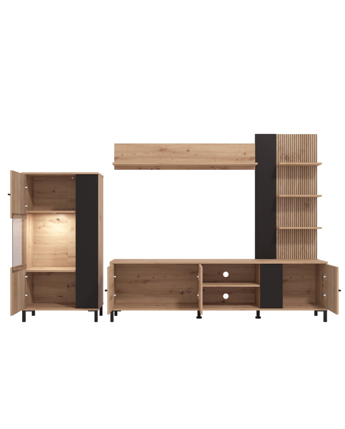 Mueble de salón Avion – Composición moderna con frentes en negro Mueble de salón Avion – Composición moderna con frentes en negro