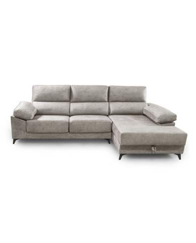Sofá Chaise Longue Vis – Con arcón, asientos extraíbles y respaldos reclinables