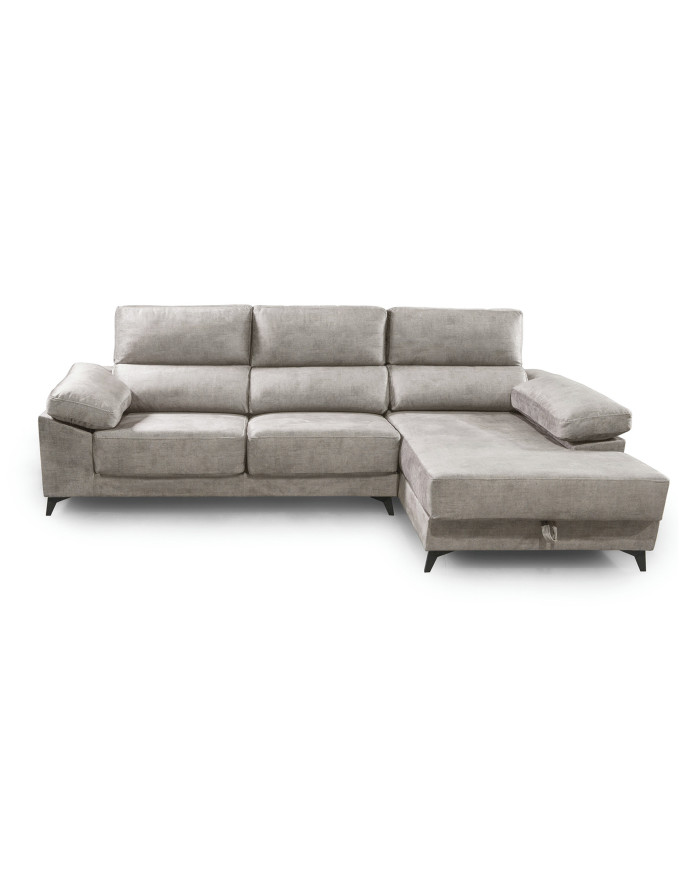 Sofá Chaise Longue Vis – Con arcón, asientos extraíbles y respaldos reclinables