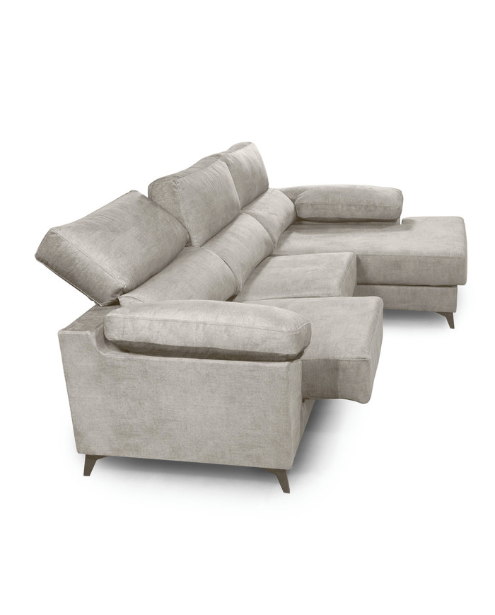 Sofá Chaise Longue Vis – Con arcón, asientos extraíbles y respaldos reclinables