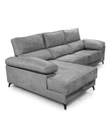 Sofá Chaise Longue Vis – Con arcón, asientos extraíbles y respaldos reclinables
