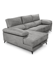 Sofá Chaise Longue Vis – Con arcón, asientos extraíbles y respaldos reclinables