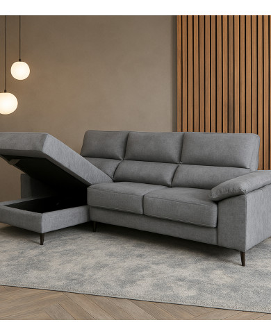 Sofá Chaise Longue Vis – Con arcón, asientos extraíbles y respaldos reclinables Sofá Chaise Longue Vis – Con arcón, asientos extraíbles y respaldos reclinables
