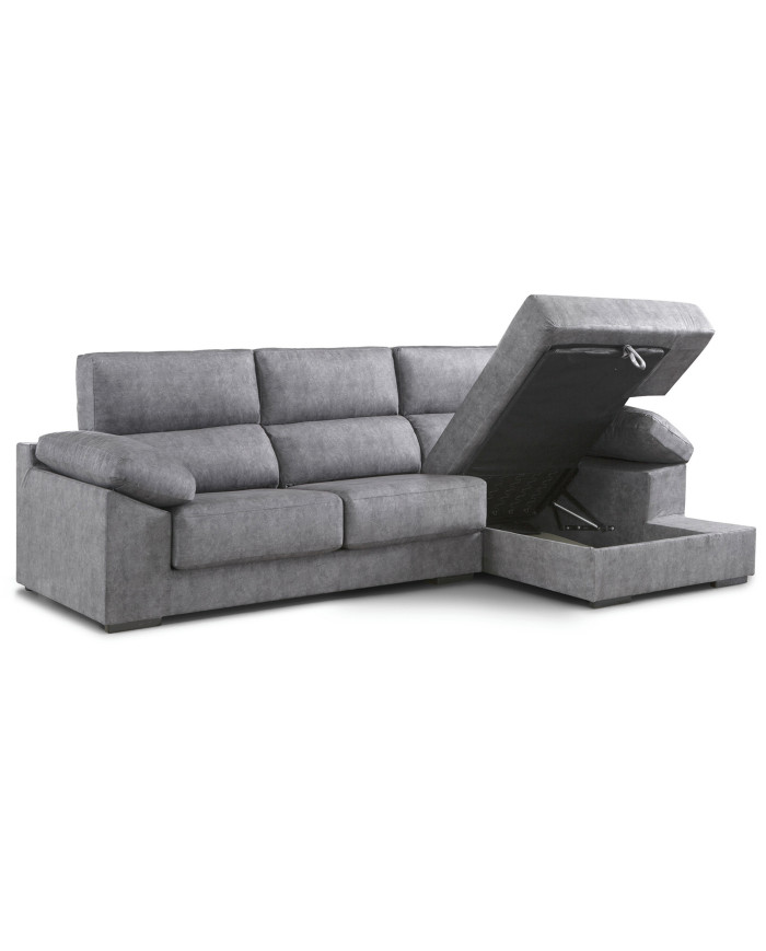 Sofá Chaise Longue Monti – Asientos extraíbles, respaldos reclinables y arcón