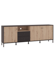 Mueble TV Tania con 4 cuerpos – Ébano y roble artisan Mueble TV Tania con 4 cuerpos – Ébano y roble artisan