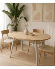 Mesa comedor redonda extensible industrial BERGI