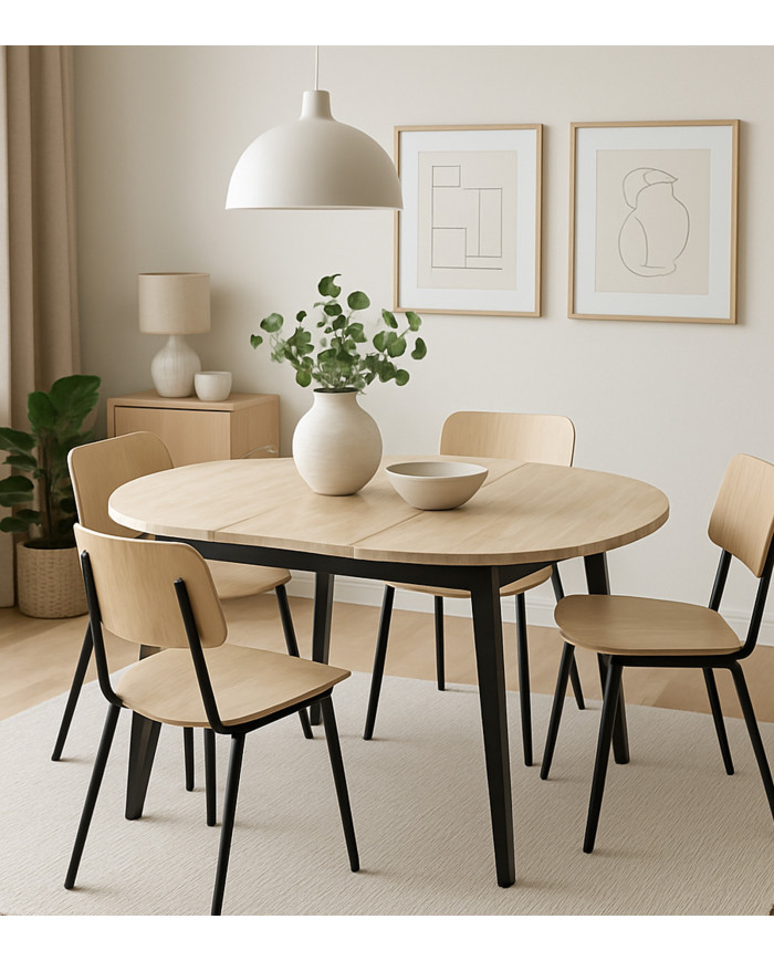 Mesa comedor redonda extensible industrial BERGI