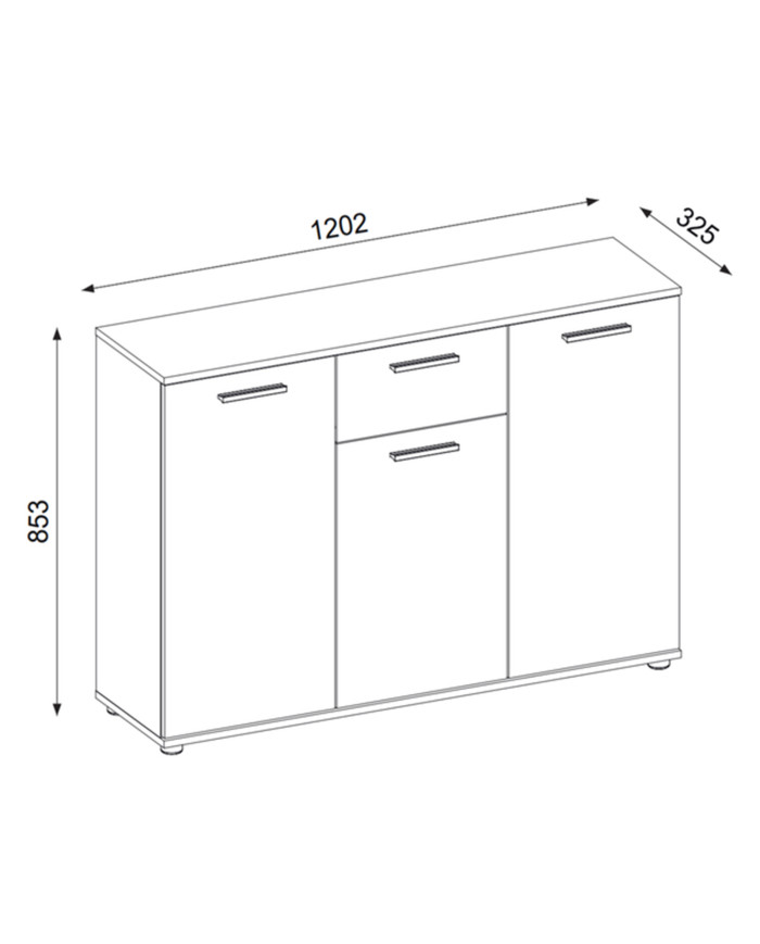 Aparador Bosco con 3 puertas y 1 cajón – Diseño moderno